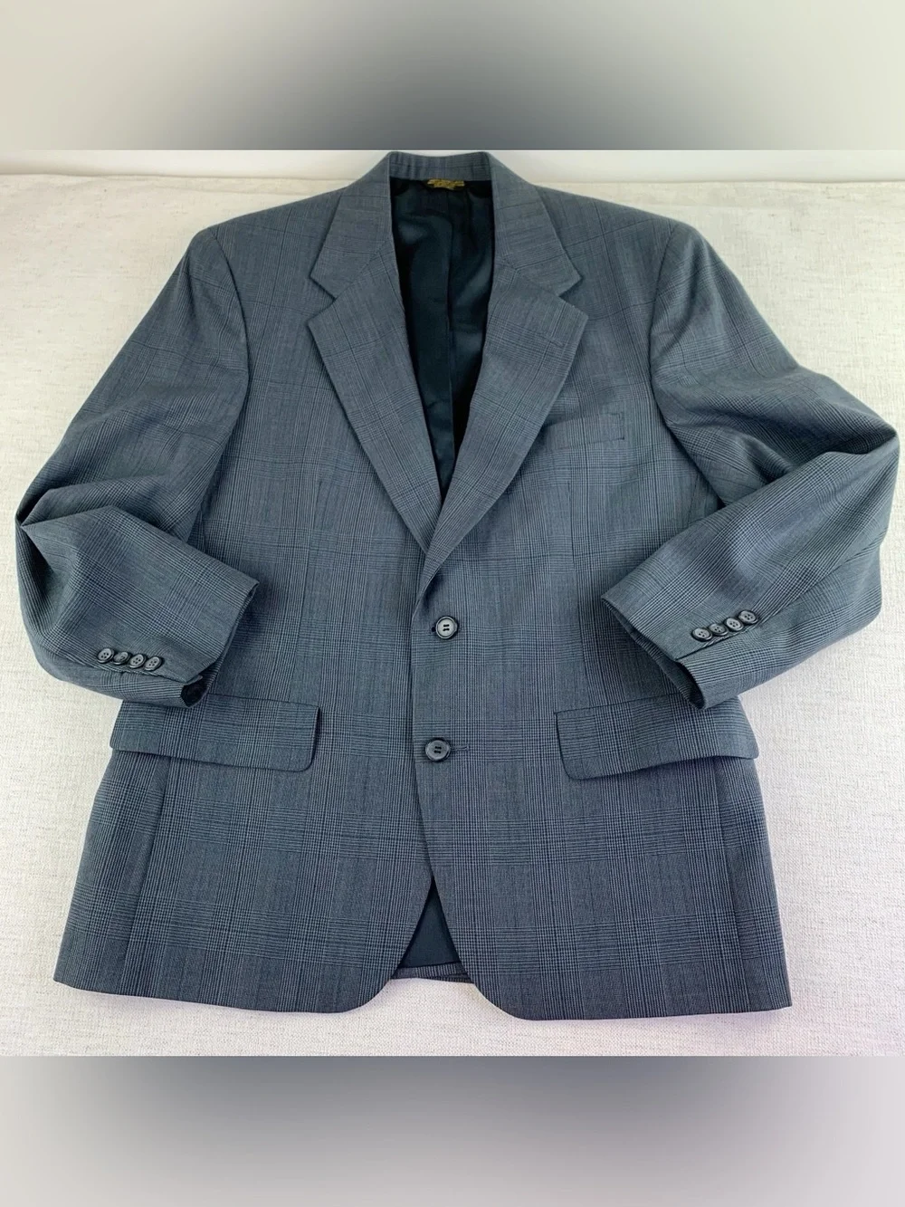 Palm Beach Men's Glen Plaid pure wool sport coat Blazer long sleeve blue